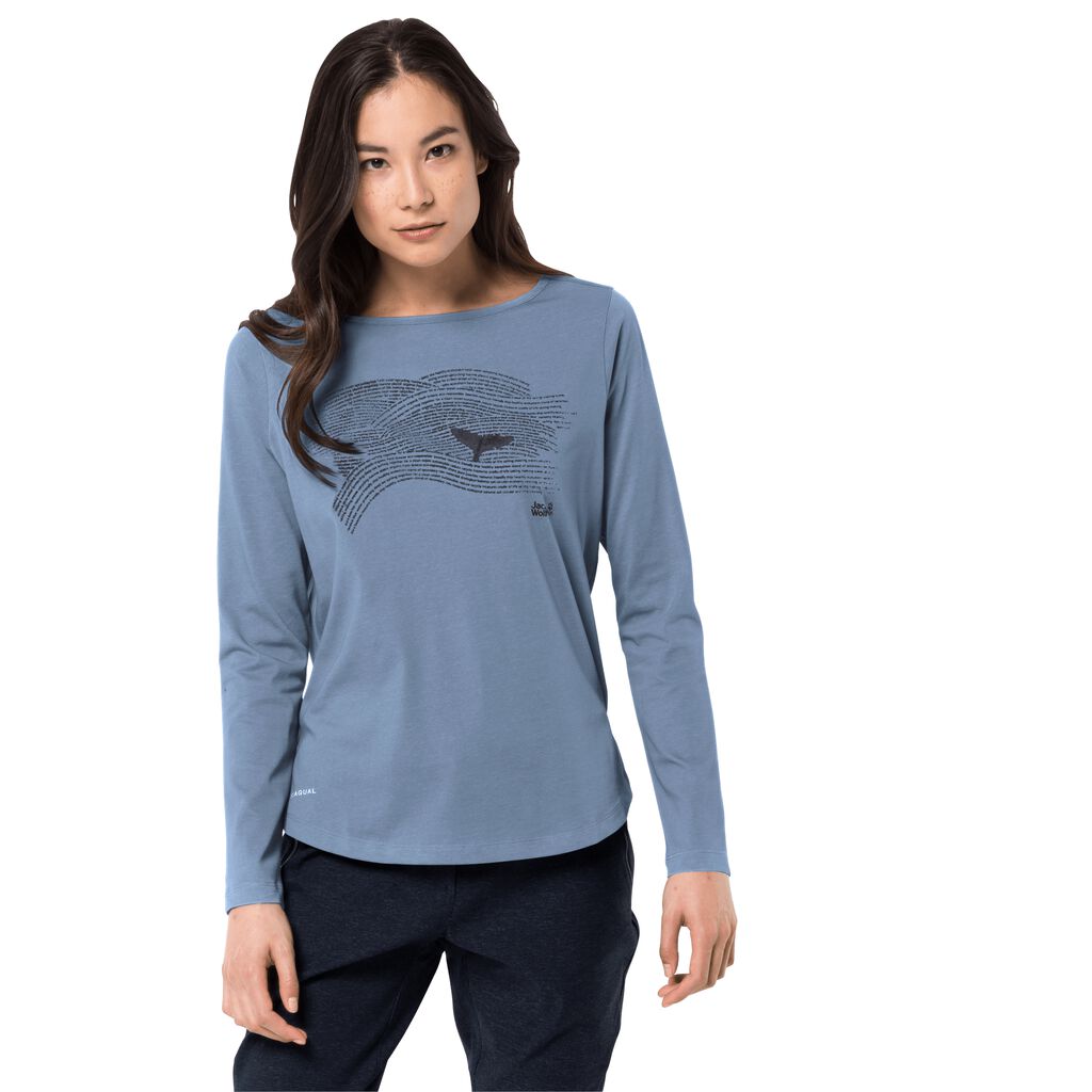 Jack Wolfskin OCEAN FIN LONGSLEEVE Haut Femme Lavage Bleu - JFKBAVC-65